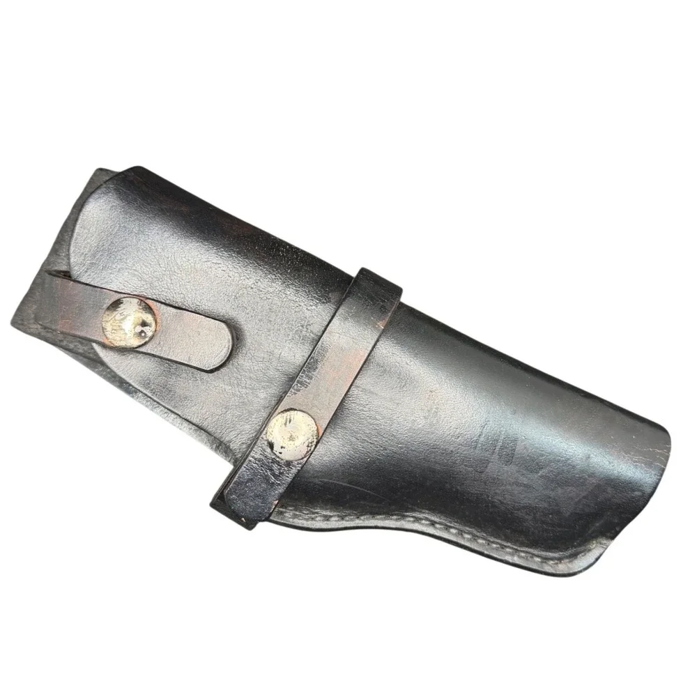 Bucheimer PFA-28 Vintage Black Leather Duty Holster with Snap Closure Right Hand